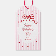 Whimsical Pink Red Bow Hearts Valentine's Day