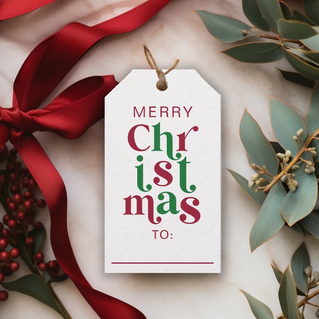 Étiquettes-cadeau Whimsical Retro Merry Christmas Typography (Créateur téléchargé)
