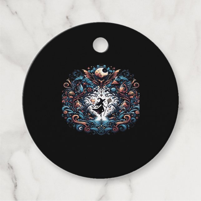 Étiquettes Cadeau Whimsigoth sorcière dans un classique (Devant)