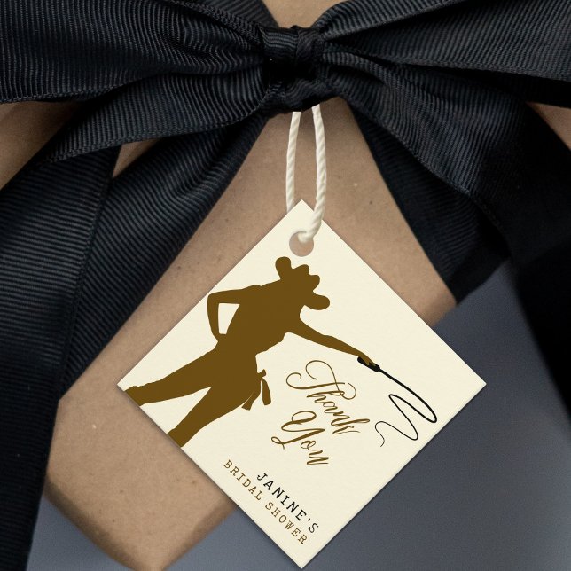 Étiquettes Cadeau Whips & Vin Cowgirl Fête des mariées Merci (Whips & Wine Cowgirl Bridal Shower Thank You Favor Tags
)