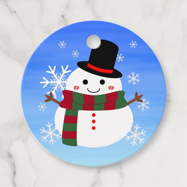 Étiquettes Cadeau White Christmas Snowman (Devant)