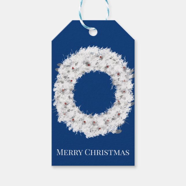 Étiquettes-cadeau White Holiday Wreath (Devant)