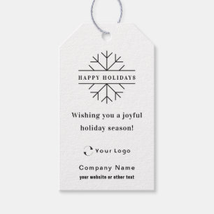 Étiquettes-cadeau White Modern Christmas Business Logo QR code Chic