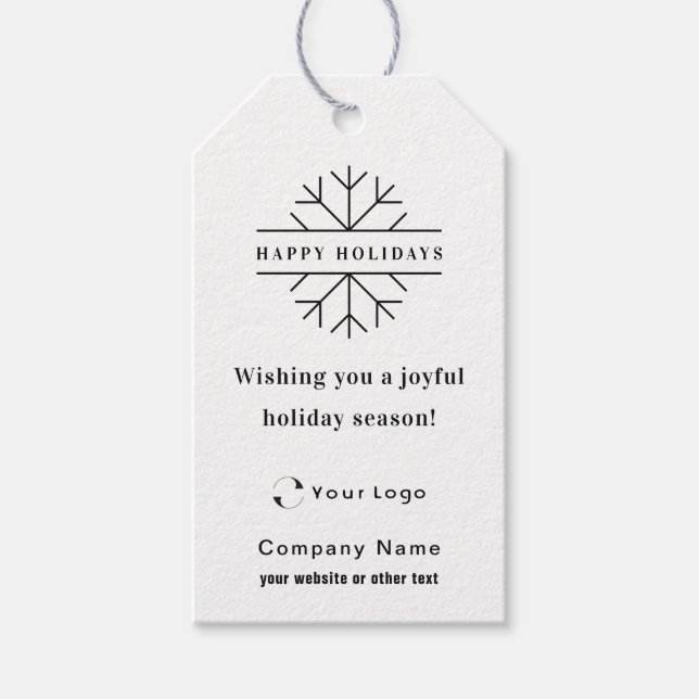 Étiquettes-cadeau White Modern Christmas Business Logo QR code Chic (Devant)