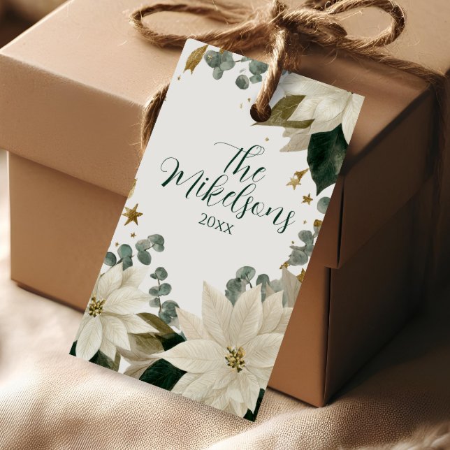 Étiquettes-cadeau White Poinsettia (Créateur téléchargé)