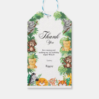 Étiquettes-cadeau Wild animal jungle safari boy birthday