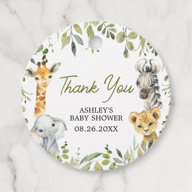 Étiquettes Cadeau Wild One Jungle Safari Baby shower rond (Devant)