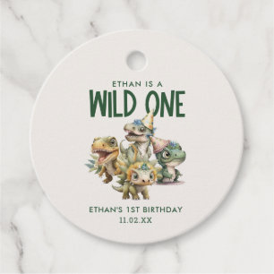 Étiquettes Cadeau Wild One mignon Dinosaur Première fête d'anniversa