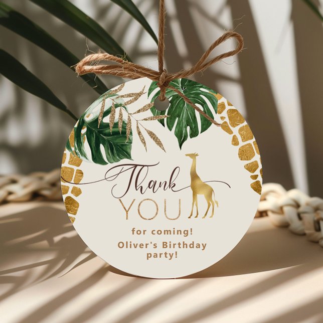 Étiquettes Cadeau Wild one Safari animaux girafe Anniversaire Merci (Créateur téléchargé)