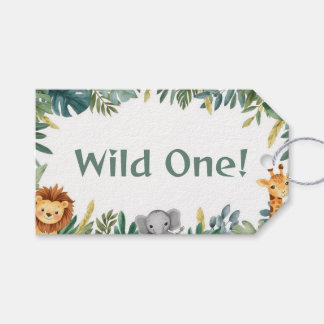 Étiquettes-cadeau Wild One Safari Jungle Animals Birthday Party