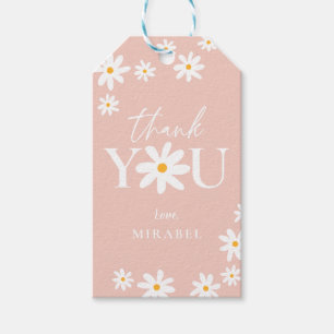 Étiquettes-cadeau Wild Un 1er anniversaire Boho Blush Pink Daisy