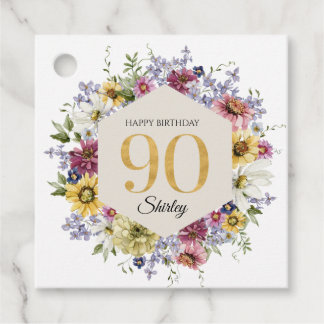 Étiquettes Cadeau Wildflower 90th Birthday Personalized