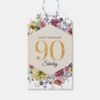 Étiquettes-cadeau Wildflower 90th Birthday Personalized