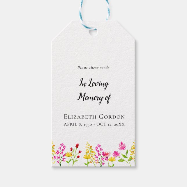 Étiquettes-cadeau Wildflower Memorial Seed Packets Funeral Favor (Devant)