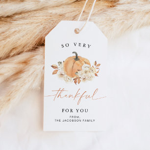 Étiquettes-cadeau WILLA Merci Pour Vous Citrouille Thanksgiving