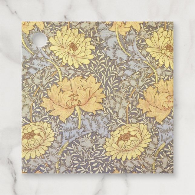 Étiquettes Cadeau William Morris Chrysanthemum Fleurs maman (Devant)