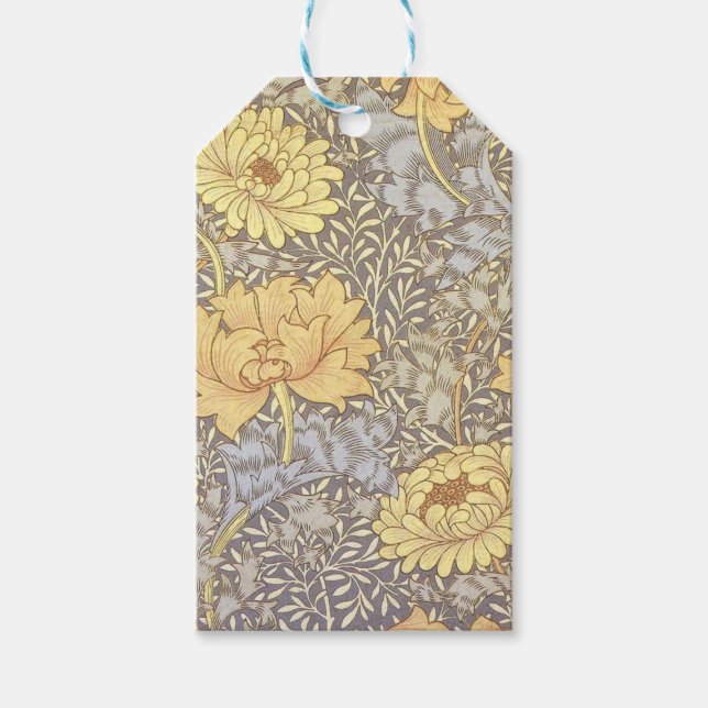 Étiquettes-cadeau William Morris Chrysanthemum Fleurs maman (Devant)