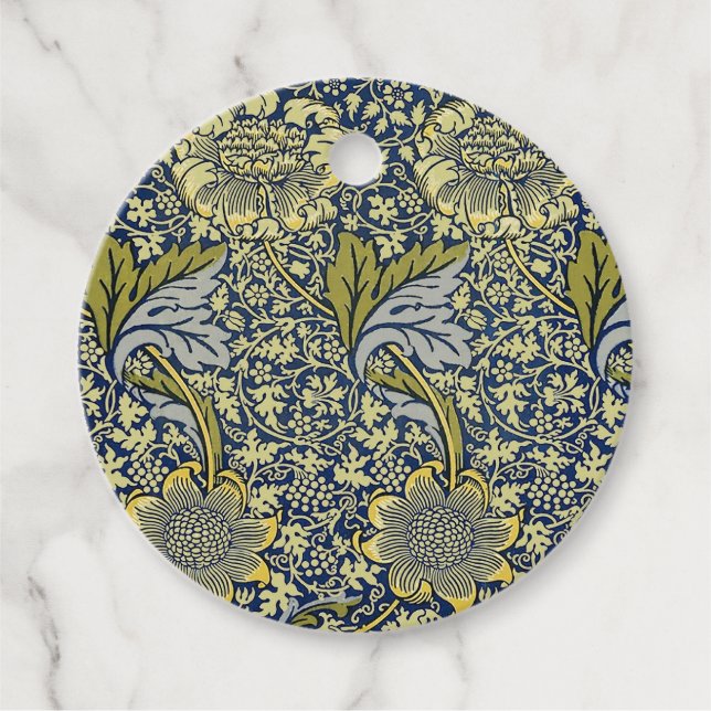 Étiquettes Cadeau William Morris Kennet Fond d'écran Floral Bleu (Devant)
