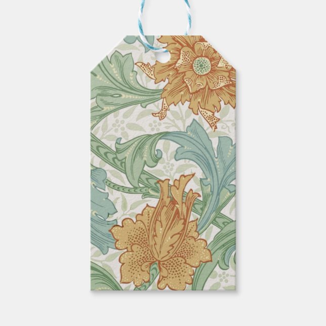 Étiquettes-cadeau William Morris modèle floral à tige unique (Devant)
