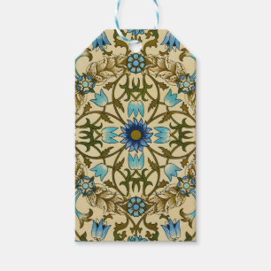 Étiquettes-cadeau William Morris Vintage Blue Motif Sans Couture