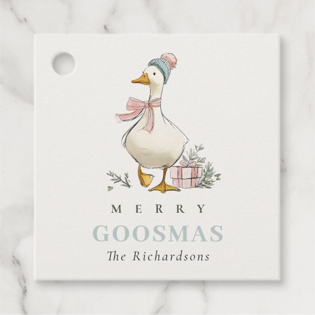 Étiquettes Cadeau Winter Goose Christmas Funny Merry Goosmas  (Devant)