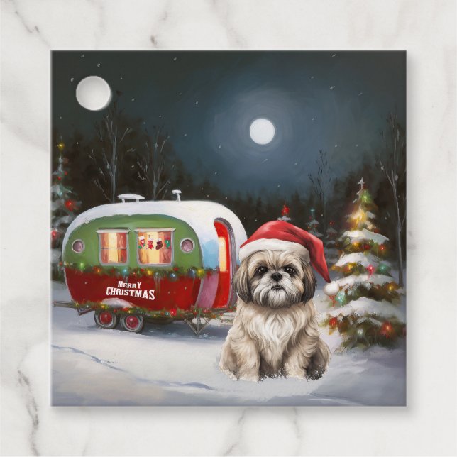 Étiquettes Cadeau Winter Havanese Caravan Christmas Adventure (Devant)