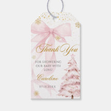 Winter Pink Bow Baby Cold Outside Baby Shower