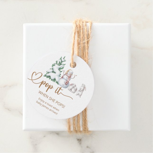 Étiquettes Cadeau Winter Pop it quand elle pop baby shower (En situation)