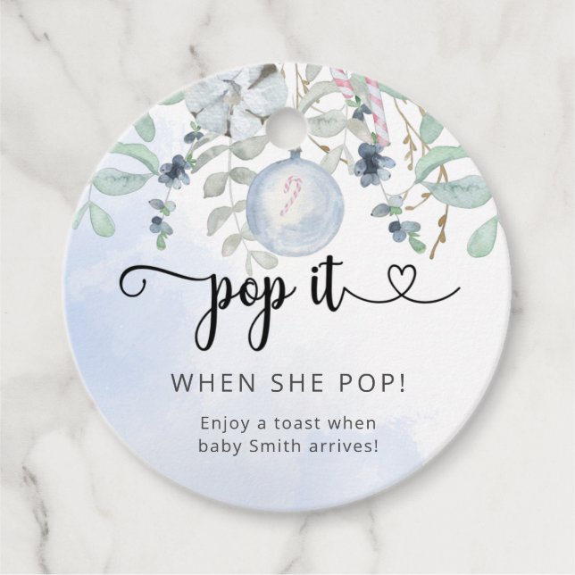 Étiquettes Cadeau Winter Pop it quand elle pop baby shower (Devant)