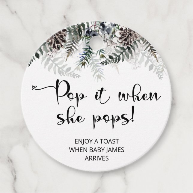 Étiquettes Cadeau Winter Pop it quand elle pop baby shower (Devant)