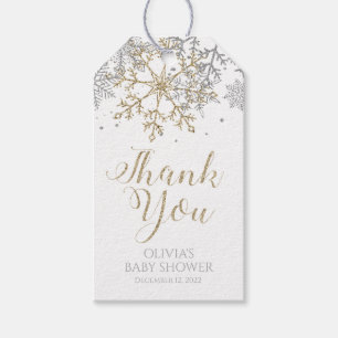 Étiquettes-cadeau Winter Silve Gold Snowflake Baby shower Favoriser