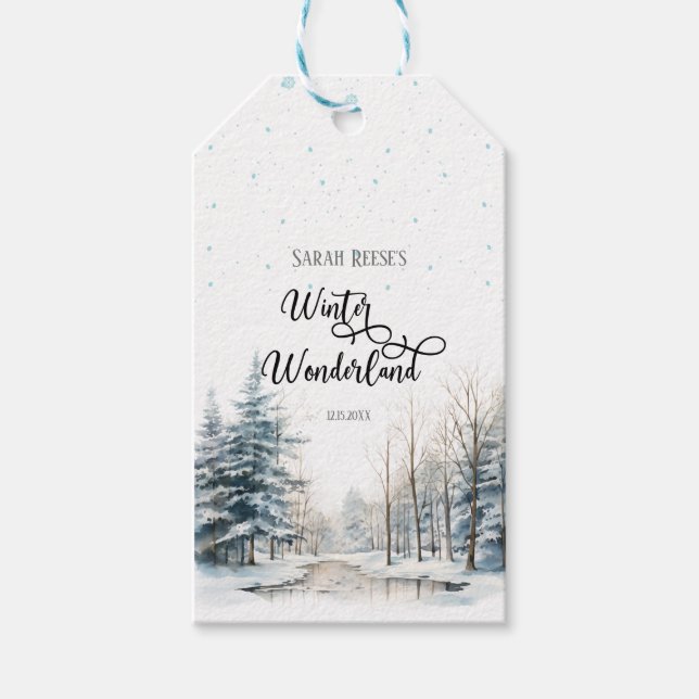 Étiquettes-cadeau Winter Wonderland Baby shower de Noël (Devant)