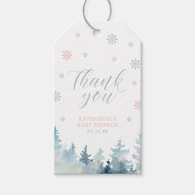 Étiquettes-cadeau Winter Wonderland Baby shower Merci Favoriser (Devant)