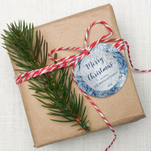 Étiquettes Cadeau Winter Wonderland Bleu gelé motif