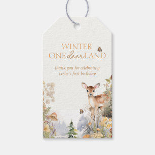 Étiquettes-cadeau Winter Wonderland Deer Premier anniversaire