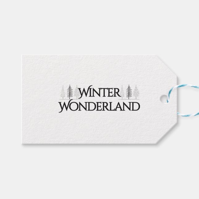Étiquettes-cadeau Winter Wonderland – Elegant Text and Pine Trees (Devant (Horizontal))