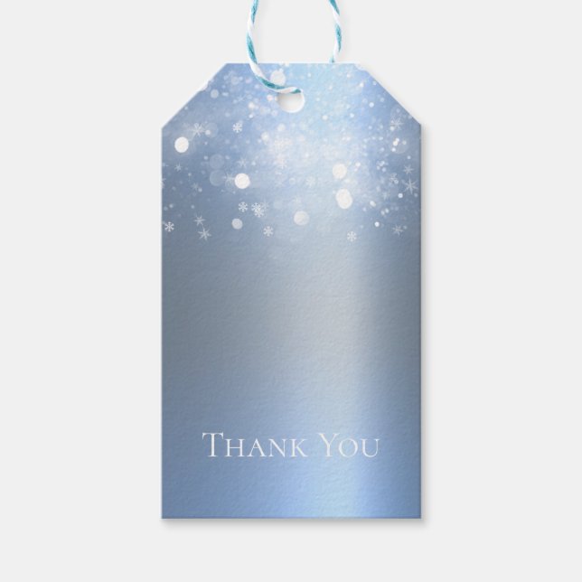 Étiquettes-cadeau Winter Wonderland Icy Blue Silver Lumières étincel (Devant)