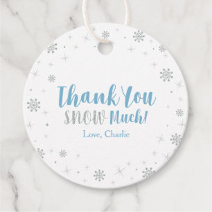 Étiquettes Cadeau Winter Wonderland Silver & Blue Boy Baby shower Fa