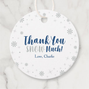 Étiquettes Cadeau Winter Wonderland Silver & Navy Boy Baby shower