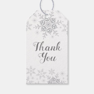 Étiquettes-cadeau Winter Wonderland Snowflake Baby shower Argent