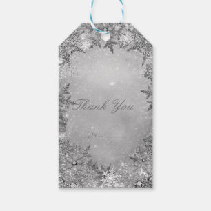 Étiquettes-cadeau Winter Wonderland Snowflakes Silver Elegant Party