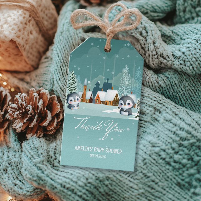 Étiquettes-cadeau Winter Woodland Baby son froid dehors baby shower (Créateur téléchargé)