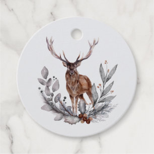 Étiquettes Cadeau Winter Woodland Stag Baby shower de script moderne