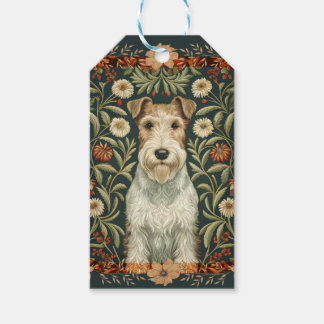 Étiquettes-cadeau Wire Fox Terrier in William Morris Floral Style