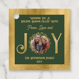 Étiquettes Cadeau Wishing You Holiday Season Peace Love and Joy Cade