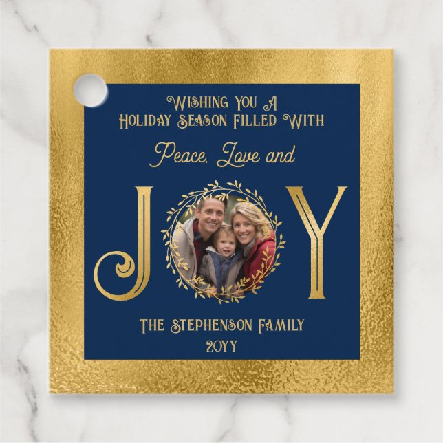 Étiquettes Cadeau Wishing You Holiday Season Peace Love and Joy Cade (Devant)