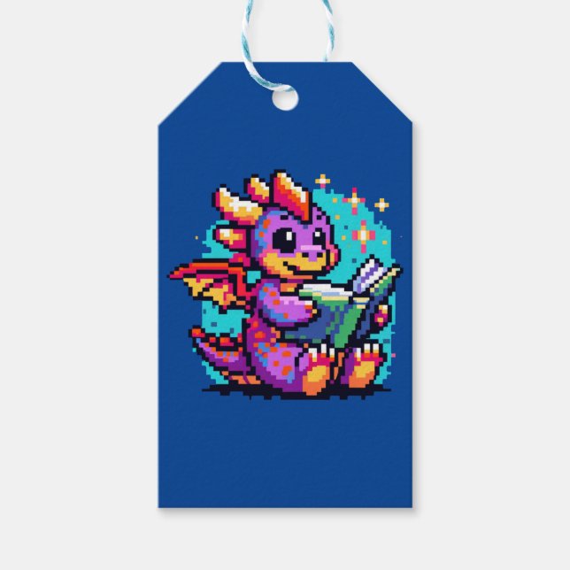 Étiquettes-cadeau Wizard Cat - Art magique Pixel Design Imaginaire (Devant)