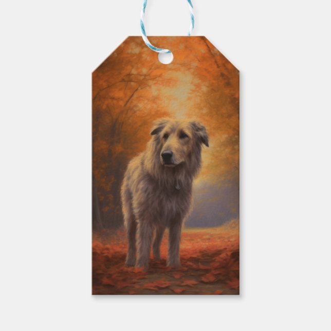 Étiquettes-cadeau Wolfhound à l'automne Leaves automne Inspire (Devant)