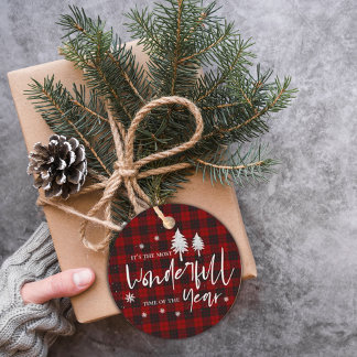 Étiquettes Cadeau Wonderful Time Of The Year Red Plaid