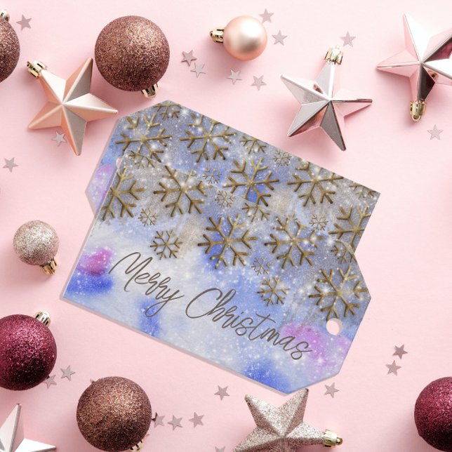 Étiquettes-cadeau Wonderland d'hiver Avec Glitt Or Flammes De Neige (Créateur téléchargé)